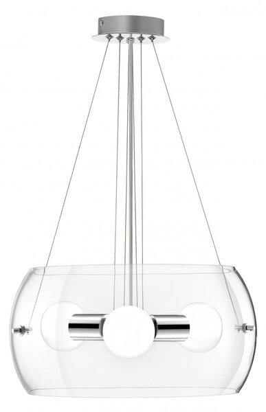 Luxusní závěsné svítidlo Chiara v kombinaci moderního kovu a čirého skla (3 x 60 W, Ø 400 mm) NV 6100402