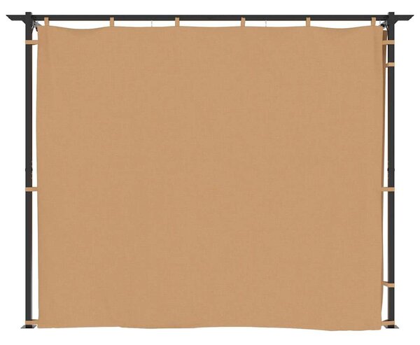 Altán se závěsy 3 x 3 m taupe ocel 313897