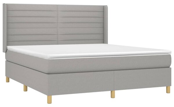 Box spring postel s matrací a LED světle šedá 160x200 cm textil 3138965
