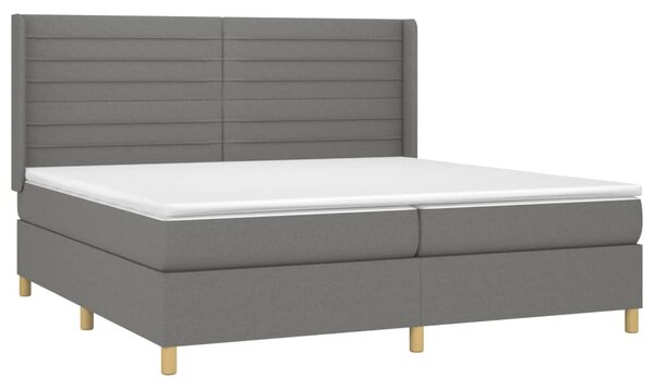 Box spring postel s matrací a LED tmavě šedá 200x200 cm textil 3138982