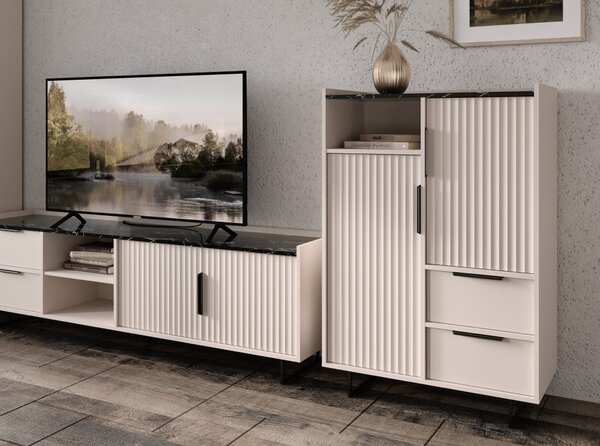 TV skříňka Fabricacion 1 (kašmír + mramor tmavý)