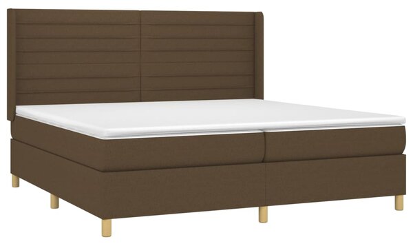 Box spring postel s matrací a LED tmavě hnědá 200x200 cm textil 3138984