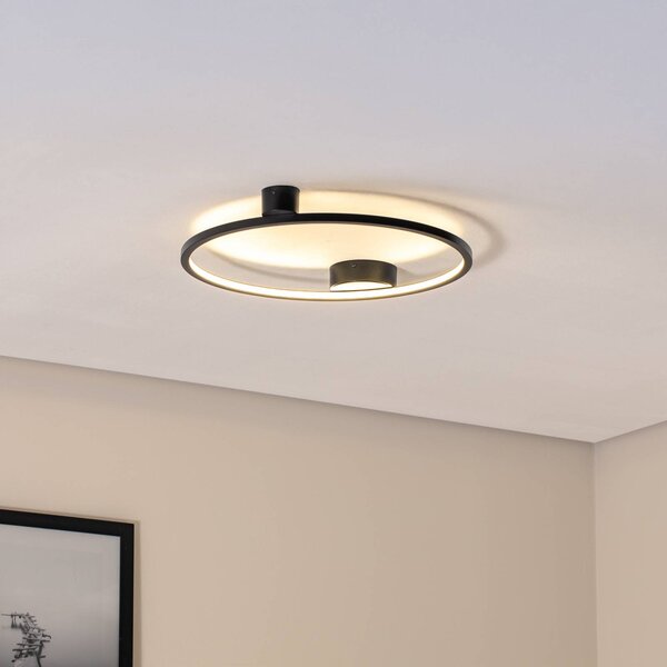 Milagro Lighting LED stropní svítidlo Saturno, černé, Ø 50 cm, kov, 4 000 K, Černá, Obývací pokoj / jídelna, Hliník, Moderní