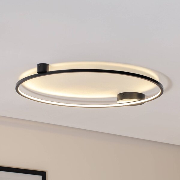 Milagro Lighting LED stropní svítidlo Saturno, černé, Ø 80 cm, kov, 4 000 K, Černá, Obývací pokoj / jídelna, Hliník, Moderní