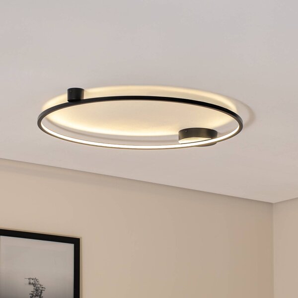 Milagro Lighting LED stropní svítidlo Saturno, černé, Ø 80 cm, kov, 4 000 K, Černá, Obývací pokoj / jídelna, Hliník, Moderní
