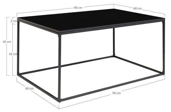 House Nordic Konferenční stolek, černý, černý rám\n60x90x45 cm (Černá)