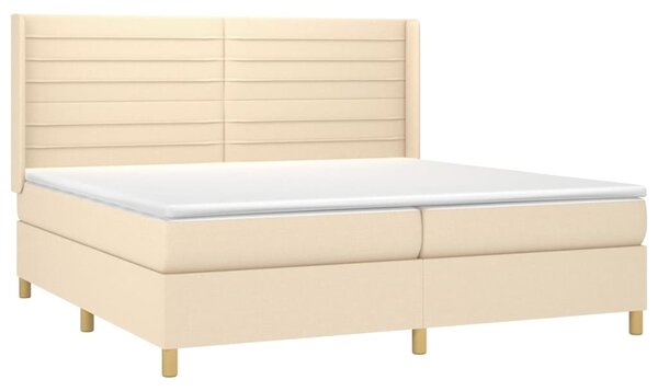 Box spring postel s matrací a LED krémová 200x200 cm textil 3138986