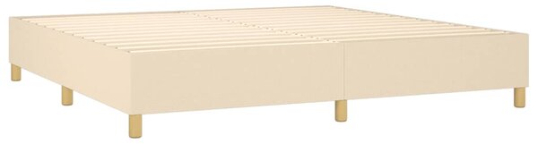 Box spring postel s matrací a LED krémová 200x200 cm textil 3138986