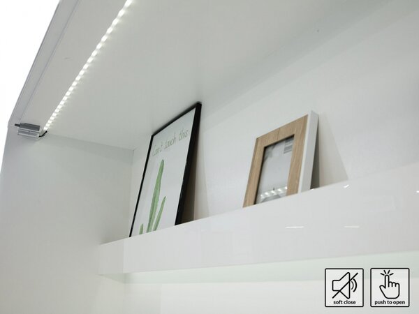 Sklápěcí postel BC-05 120x200 Bed-Concept, Rozměr postele: 120x200, Barva: bílá / bílý lesk, LED světlo s USB: bez LED světla s USB, Vnitřní osvětlení pod policemi: bez osvětlení políc 5902928397369