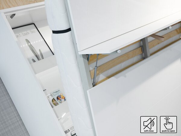 Sklápěcí postel BC-05 120x200 Bed-Concept, Rozměr postele: 120x200, Barva: bílá / bílý lesk, LED světlo s USB: bez LED světla s USB, Vnitřní osvětlení pod policemi: bez osvětlení políc 5902928397369