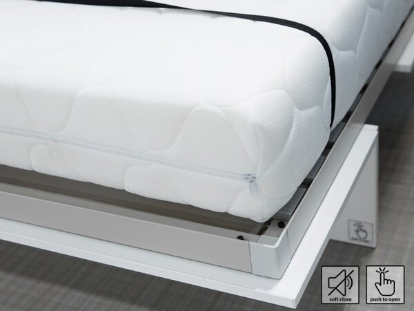 Sklápěcí postel BC-05 120x200 Bed-Concept, Rozměr postele: 120x200, Barva: bílá / bílý lesk, LED světlo s USB: bez LED světla s USB, Vnitřní osvětlení pod policemi: bez osvětlení políc 5902928397369