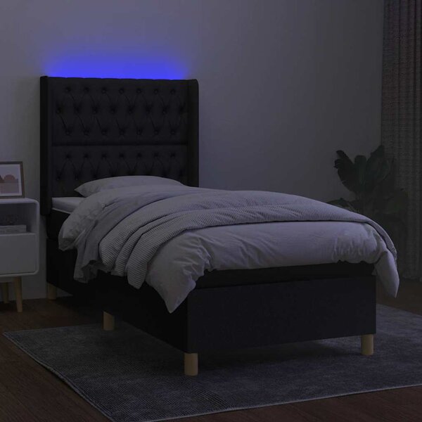 Box spring postel s matrací a LED černá 80 x 200 cm textil 3139071