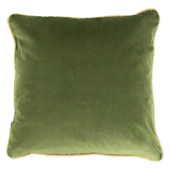 Zelený sametový polštář obšitý krouceným zlatým provázkem Velvet - 45*10*45cm - Mars & More