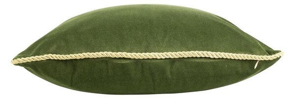 Zelený sametový polštář obšitý krouceným zlatým provázkem Velvet - 45*10*45cm - Mars & More