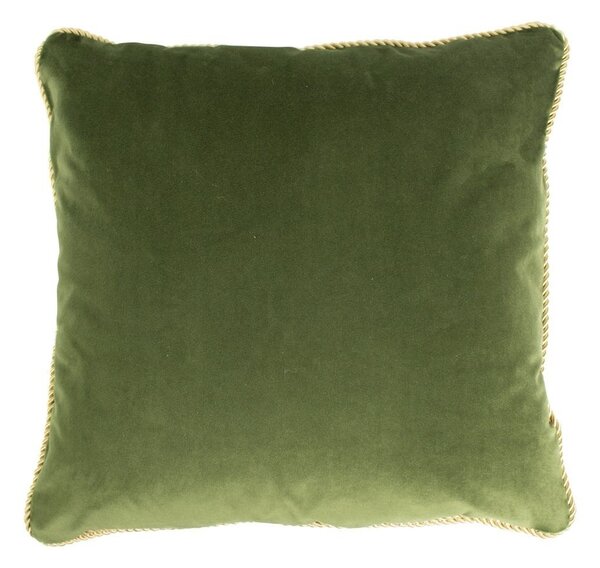 Zelený sametový polštář obšitý krouceným zlatým provázkem Velvet - 45*10*45cm - Mars & More