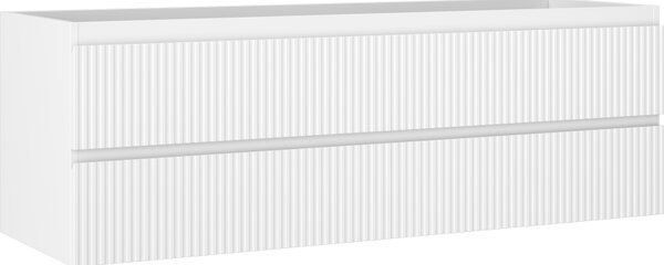 Mexen Rivel, koupelnová skříňka pod umyvadlo 140 cm, 2 zásuvky, drážkovaná, bílá matná, 91A20-14047-2-BFF01