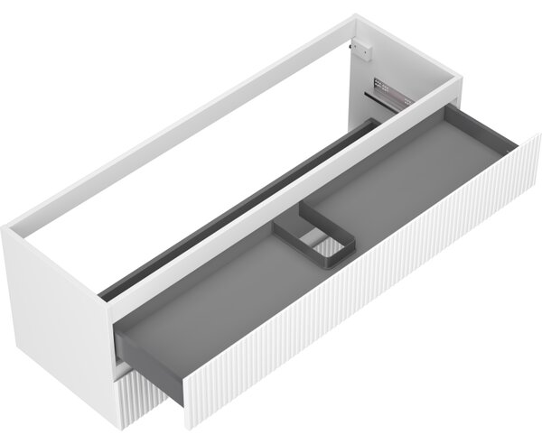 Mexen Rivel, koupelnová skříňka pod umyvadlo 140 cm, 2 zásuvky, drážkovaná, bílá matná, 91A20-14047-2-BFF01
