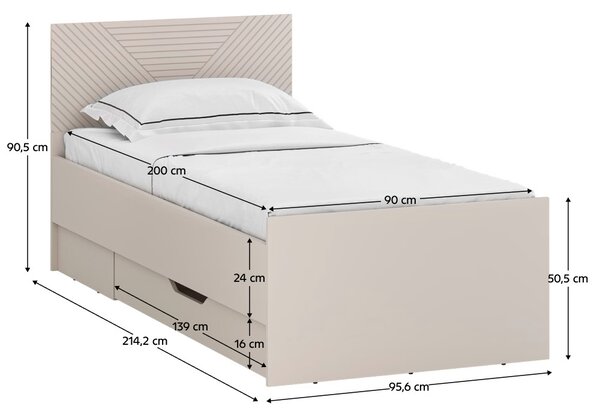 Jednolůžková postel 90 cm Explicaba (kašmír) (s úl. prostorem)
