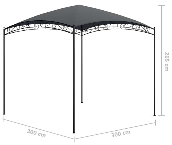Altán 3 x 3 x 2,65 m antracitový 180 g/m² 313908