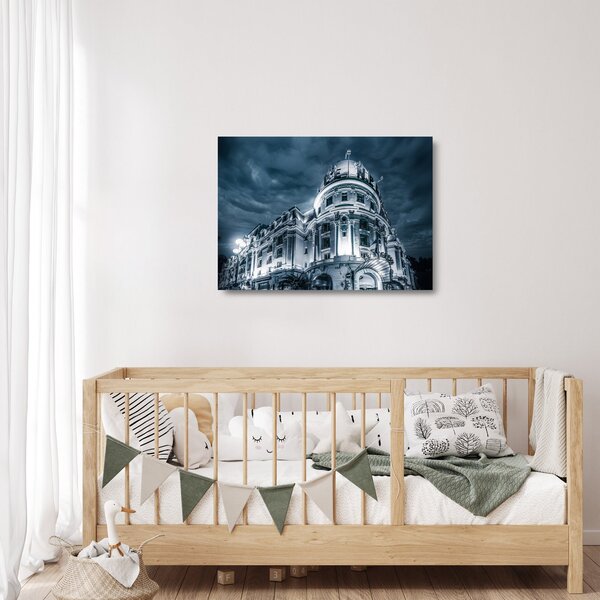 Skleněný obraz architektury v temnu (70x50 cm)