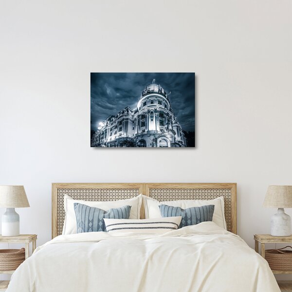 Skleněný obraz architektury v temnu (70x50 cm)