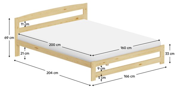 Manželská postel 160 cm Aimar 1 (přírodní) (s roštem)