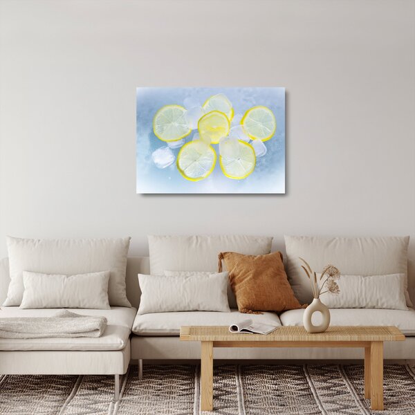 Skleněný obraz citrónů v ledu (70x50 cm)