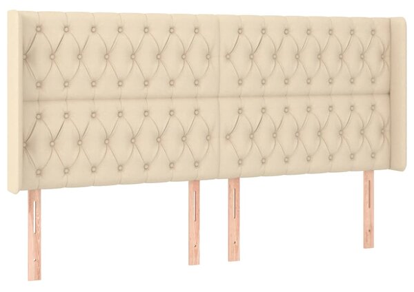 Box spring postel s matrací a LED krémová 180x200 cm textil 3139138