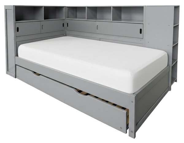 Jednolůžková postel 90 cm s přistýlkou Liberarlo 1 (šedá) (s rošty) (s úl. prostorem)