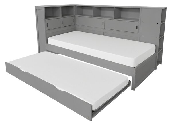 Jednolůžková postel 90 cm s přistýlkou Liberarlo 1 (šedá) (s rošty) (s úl. prostorem)