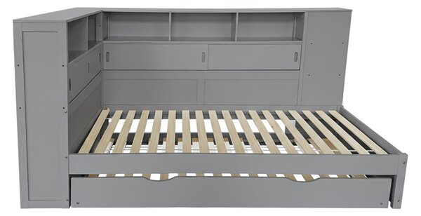 Jednolůžková postel 90 cm s přistýlkou Liberarlo 1 (šedá) (s rošty) (s úl. prostorem)