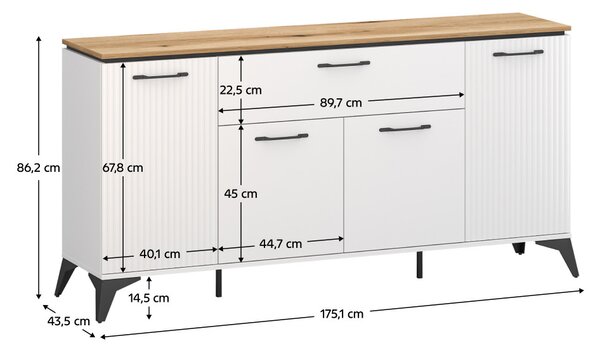 Komoda Viniera 2 (bílá + dub evoke)