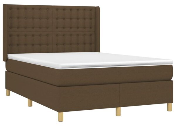 Box spring postel s matrací a LED tmavě hnědá 140x200 cm textil 3139200