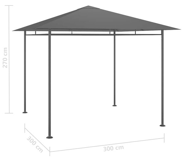 Altán 3 x 3 x 2,7 m antracitový 180 g/m² 313920