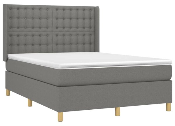 Box spring postel s matrací a LED tmavě šedá 140x200 cm textil 3139198