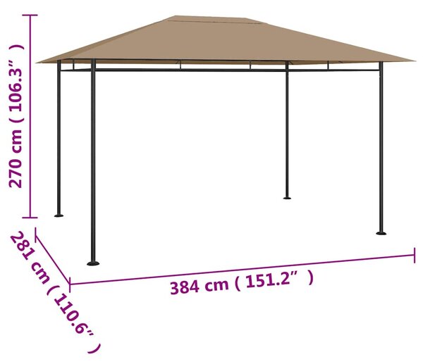 Altán 384x281x270 cm taupe 180 g/m² 313922