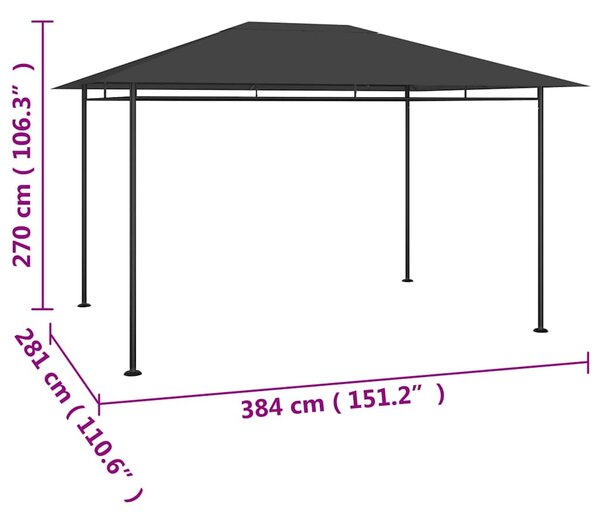 Altán 384x281x270 cm antracitový 180 g/m² 313923