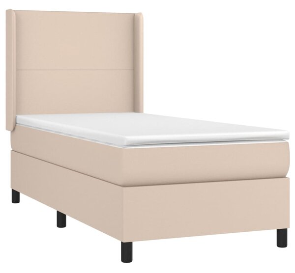 Box spring postel matrace a LED cappuccino 90x190 cm umělá kůže 3139240