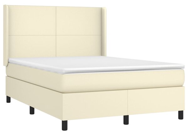 Box spring postel s matrací a LED krémová 140x190 cm umělá kůže 3139261