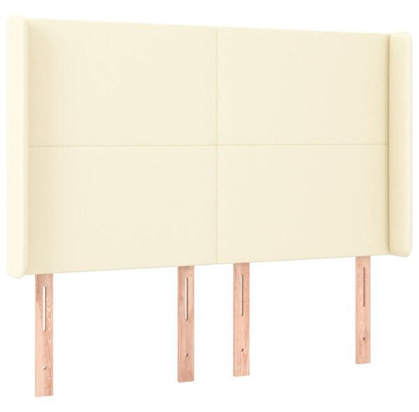Box spring postel s matrací a LED krémová 140x190 cm umělá kůže 3139261