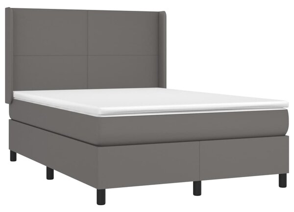 Box spring postel s matrací a LED šedá 140x190 cm umělá kůže 3139263