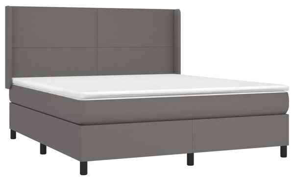 Box spring postel s matrací a LED šedá 160x200 cm umělá kůže 3139275