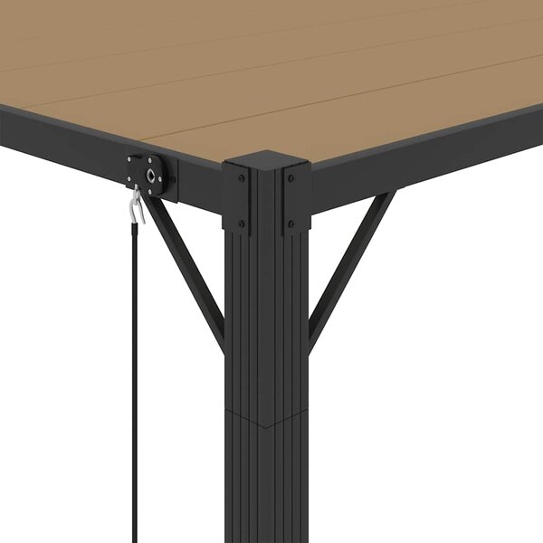 Altán s lamelovou střechou 3 x 4 m taupe tkanina a hliník 313928