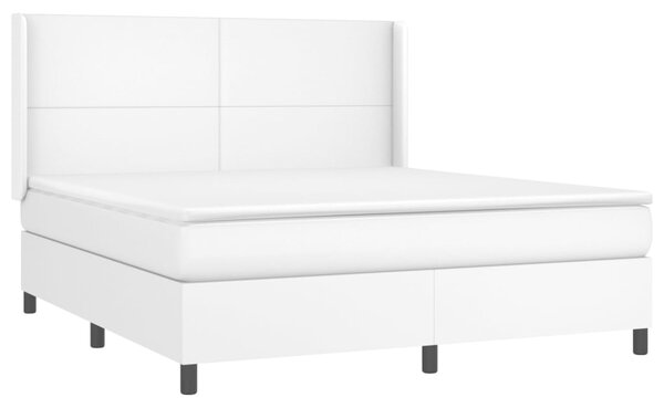 Box spring postel s matrací a LED bílá 160x200 cm umělá kůže 3139272