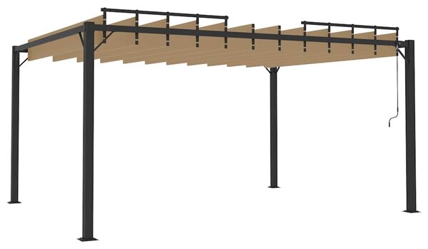 Altán s lamelovou střechou 3 x 4 m taupe tkanina a hliník 313928