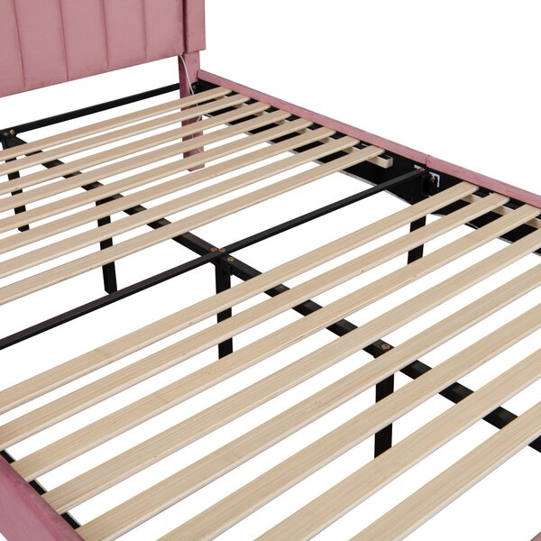 Manželská postel 140 cm Reinsercion 1 (růžová) (s roštem)