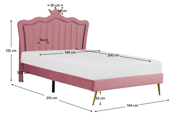 Manželská postel 140 cm Reinsercion 1 (růžová) (s roštem)