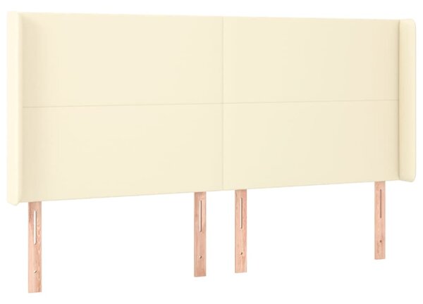 Box spring postel s matrací a LED krémová 200x200 cm umělá kůže 3139285