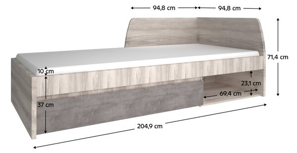 Jednolůžková postel 90 cm Jess new 2 (kaštan nairobi + onyx) (s roštem) (s úl. prostorem)