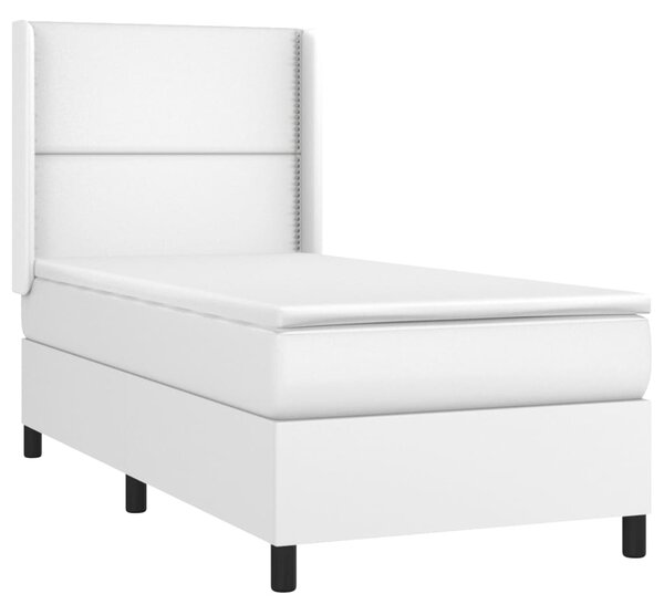 Box spring postel s matrací a LED bílá 100x200 cm umělá kůže 3139308